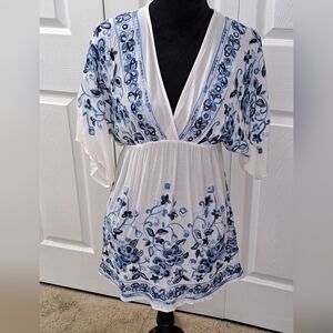 Renee C Boho Embroidered Tunic/Blouse